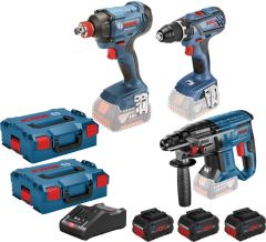 Bosch Blauw 3 Tool Kit 18V - 3 machines + 3 x ProCore 18V 4,0Ah Li-Ion Comboset 0615990M0V