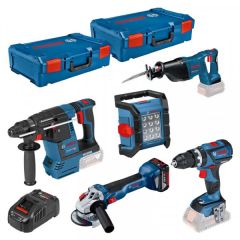 Bosch Blauw 5 Tool Kit 18V - 5 machines + 1 x ProCore 18V 4,0Ah + 2 x ProCore 8.0Ah Comboset 0615990M2X