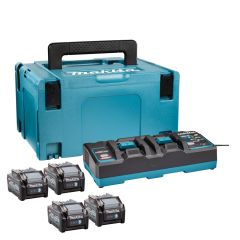 Makita Zubehör 191U28-6 Starter Set XGT DC40RB Doppelladegerät + 4 x Akku BL4040 40V Max 4.0Ah in MBox