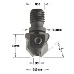 CMT Kegelsenker mit Gewindeanschluss 3 mm, Schaft M10, rechts