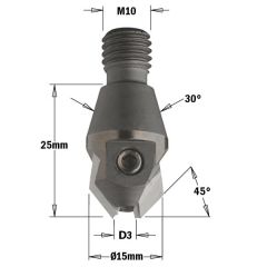 CMT Kegelsenker mit Gewindeanschluss 30° 3mm, Schaft M10, rechts