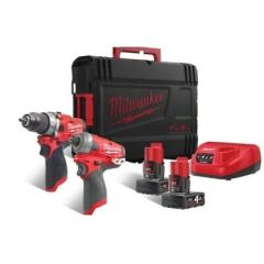 Milwaukee M12 FPP2AQ-402X Powerpack M12FPD Schlagbohrmaschine M12FQID Hydraulischer Schlagschrauber 12V 4.0Ah 4933464975