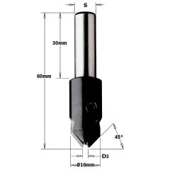 CMT Kegelsenker rechts 16mm, Schaft 10 x 30