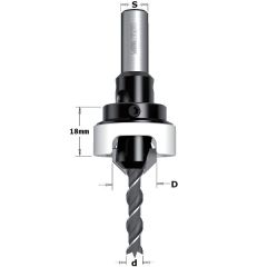 CMT Kegelsenker mit Tiefeneinstellung rechts 12mm, Schaft 8mm, D3: 3mm