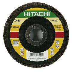 Hitachi Zubehör 752582 ZK Fächerscheibe für Edelstahl/Metall 115 x 22,23 mm, K60 pro 10 Stück