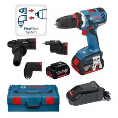 Bosch Blau GSR 18 V-EC FC2 Akku-Bohrmaschine FlexiClick 18 Volt 4,0 AH Li-Ion in L-Boxx 06019E1100