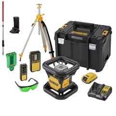 DeWalt DCE079D1G-SET 18V 2,0Ah Li-Ion Volautomatische roterende groene laser (outdoor)  + meetlat + statief