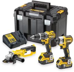 DeWalt DCK383P2T-QW Combo Set 18V 5.0Ah Li-Ion - DCD796 Akku-Bohrmaschine DCF887 Schlagschrauber DCG412 Winkelschleifer