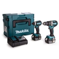 Makita DLX2180TJ - DHP484 Accuklopboormachine + DTD153 Accu Slagschroevendraaier 18 Volt  5,0 Ah Li-ion