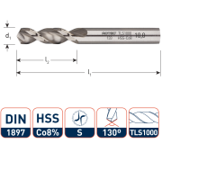 Rotec 1331400 HSS-E-Blechbohrer, DIN1897, Typ TLS1000, Ø14,0