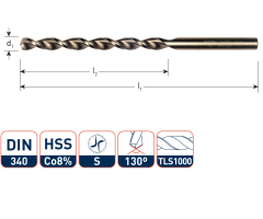 Rotec 1521100 HSS-E-Spiralbohrer, DIN 340, Typ TLS1000, Ø11,0
