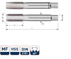 Rotec 3052720 HSS Handgewindeschneidsatz 2 Stück DIN 2181 MF27x2,0