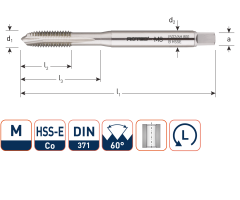 Rotec 330.1000L HSS-E 800 Maschinengewindebohrer DL DIN 371B M10x1,5 Links