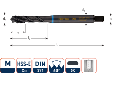 Rotec 331.1000C HSS-E INOX Maschinengewindebohrer BL DIN 371C/40° M10x1,5 VAP