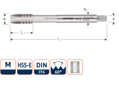 Rotec 333.2000 HSS-E UNI Maschinengewindebohrer DL DIN 371B M20x2,5/gebrochenes Gewinde