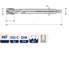 Rotec 335.1212C HSS-E 800 Maschinengewinde BL DIN 374C/40° MF12x1,25