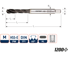 Rotec 336.1000C HSS-E PM 1200 machinetap BL DIN 371C/45° M10x1,5