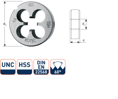 Rotec 363.0032 HSS Rundfräser DIN 223 UNC 1-8