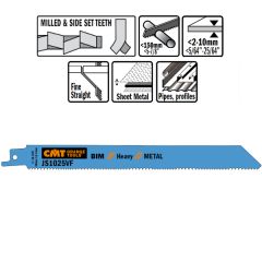 CMT JS1025VF Stichsägeblätter 5 Stück Bi-Metall 200mm x 1.25 x 10-14TPI Anwendung: Bleche (2-10mm); dünn- und dickwandige Rohre und Profile; Abbrucharbeiten in Metall.