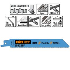 CMT JS922EF Stichsägeblätter 5 Stück Bi-Metall 150mm x 0.9 x 18TPI Anwendung: dünne Bleche (1.5-4mm); Rohre und Profile.