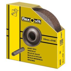 Flexovit 63642585737 KF271 Schleifrolle 25 mm x 25 mtr. P80 Leinen universal im Karton