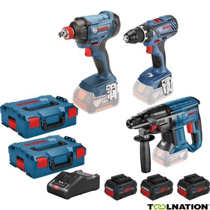 Bosch Blauw 3 Tool Kit 18V - 3 machines + 3 x ProCore 18V 4,0Ah Li-Ion Comboset 0615990M0V - 1