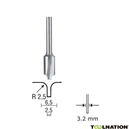 Proxxon 29034 Kantennutenfräser 6,5/2,5 mm, Schaft 3,2 mm - 1