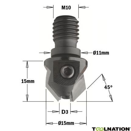 CMT Kegelsenker mit Gewindeanschluss 3 mm, Schaft M10, rechts - 1