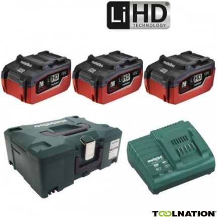 Metabo 685069000 Accu Pakket 3 x 18V LiHD 5,5Ah + Lader ASC30-36 in Metaloc - 1