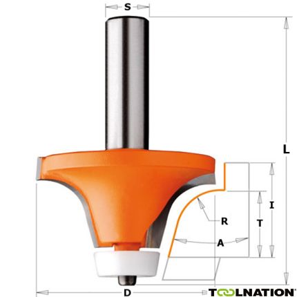 CMT Corian Rotationsfräser R12,7 + Lager 15° Schaft 12 mm - 2