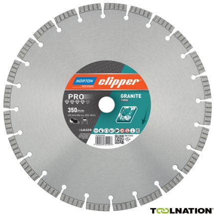 Clipper 70184626532 Pro Granite Turbo Diamant zaagblad 350 x 25,4 mm - 1