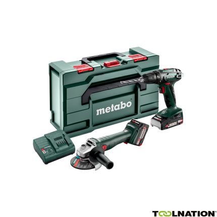 Metabo Kombi-Set 18V 2.0Ah Li-Ion - BS18 Akkubohrmaschine + W 18 L 9-125 Winkelschleifer 685204500 - 1