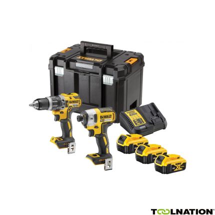 DeWalt DCK266P3T Comboset 18V 3 x 5,0Ah Li-Ion - DCD796 Accuklopboormachine + DCF887 Slagschroever - 1