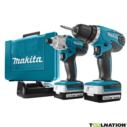 Makita DK1497 - DF347D Accuboor + TD126D Slagschroever 14,4V 1,3 AH Li-ion - 1