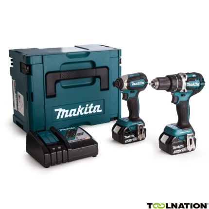 Makita DLX2180TJ - DHP484 Accuklopboormachine + DTD153 Accu Slagschroevendraaier 18 Volt  5,0 Ah Li-ion - 1