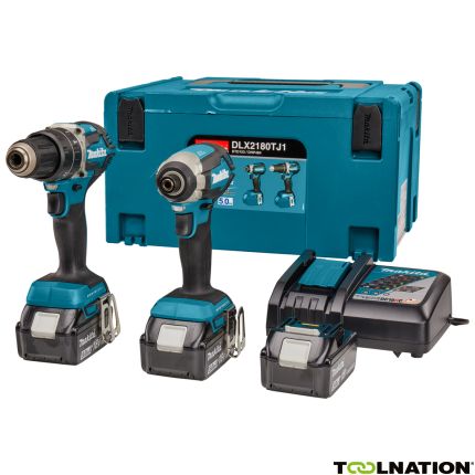 Makita DLX2180TJ1 - DHP484 Akku-Schlagbohrschrauber + DTD153 Akku-Schlagschrauber 18V 3x5.0 Ah Li-Ion - 1