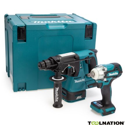 Makita DLX2372ZJ - DHR242 Akku-Bohrhammer + DTW300 Akku-Schlagschrauber 18V ohne Akkus und Ladegerät - 1