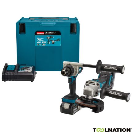 Makita DLX2430TJ Comboset 18V 5.0Ah Li-Ion - DDF486 Accuboormachine + DGA504 Accu Slijper in MBox - 1