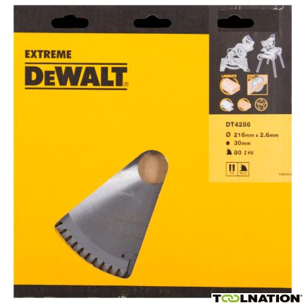 DeWalt DT4286-QZ DT4286 HM zaagblad 216 x 30 x 80T trapezium, negatief 5° - 1