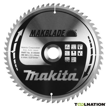 Makita B-09020 HM-zaagblad Hout 260 x 30 x 60T - 1