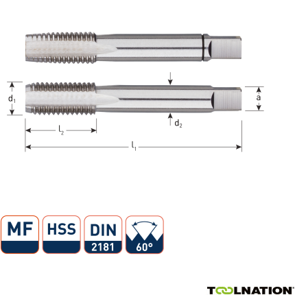 Rotec 3050607 HSS Handgewindeschneidsatz 2 Stück DIN 2181 MF 6x0,75 - 1