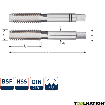 Rotec 3061016 HSS Handgewindeschneidsatz 2 Stück DIN 2181 BSF 5/16-22 - 1