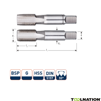 Rotec 3100625 HSS Handgewindeschneidsatz 2 Stück DIN 5157 BSP G 5/8-14 - 1