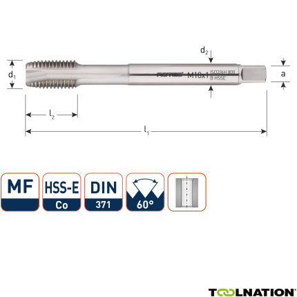 Rotec 335.0810 HSS-E 800 Maschinengewindebohrer DL DIN 371B MF 8x1,0 - 1