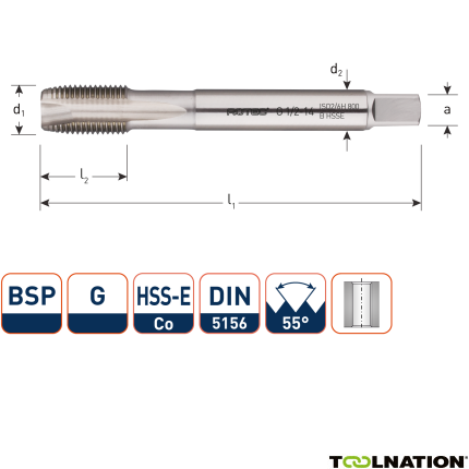 Rotec 341.0500 HSSE 800 M.Gewindebohrer BSP G 1/2-14 - 1