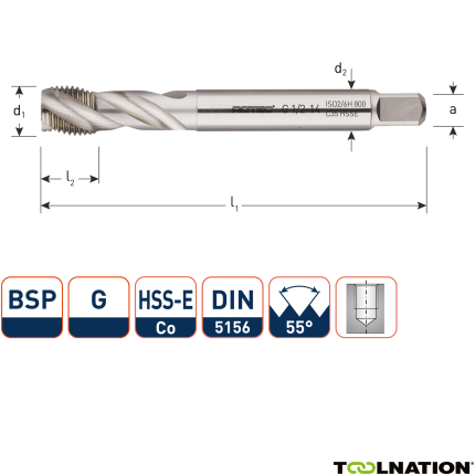 Rotec 341.1000C HSSE 800 M.Gewindebohrer /35° BSP G 1-11 - 1