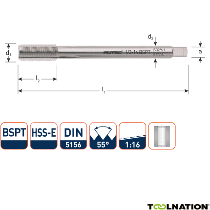 Rotec 342.0012 HSSE 800 M.Gewindebohrer BSPT 1 -11 - 1