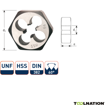 Rotec 374.0018 HSS Sechskantschneidmuttern DIN 382 UNF 3/8-24 - 1