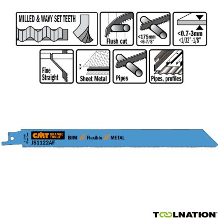 CMT JS1122AF Stichsägeblätter 5 Stück Bi-Metall 225mm x 0,9 x 24TPI Anwendung: dünne Bleche (0,7-3mm); dünne Rohre und Profile. - 1