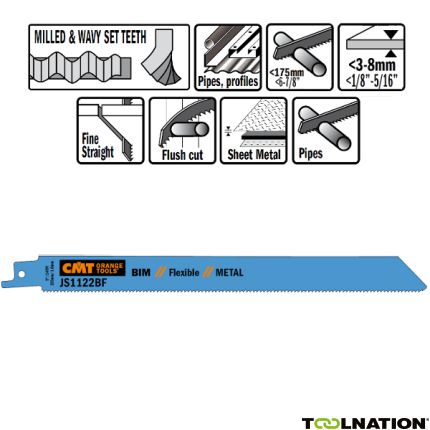 CMT JS1122BF Stichsägeblätter 20 Stück Bi-Metall 225mm x 0.9 x 14TPI Anwendung: Bleche (3-8mm); Vollrohre und Profile. - 1